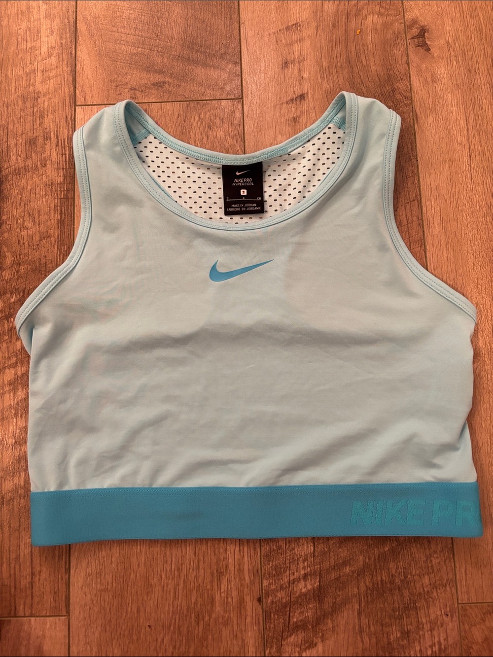 Nike Pro Hypercool Crop top in Light Blue